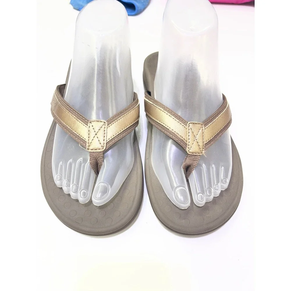 Vionic Tide Bronze Brown Orthotic Flip Flops Womens Size 9 Sandals 04-2021